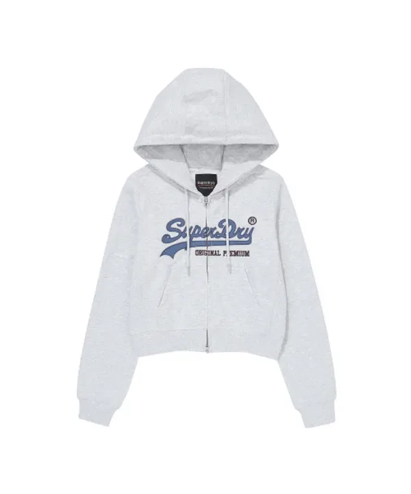 Худи-оверсайз с принтом, винтажное лого, Superdry, светло-серый — фото 2