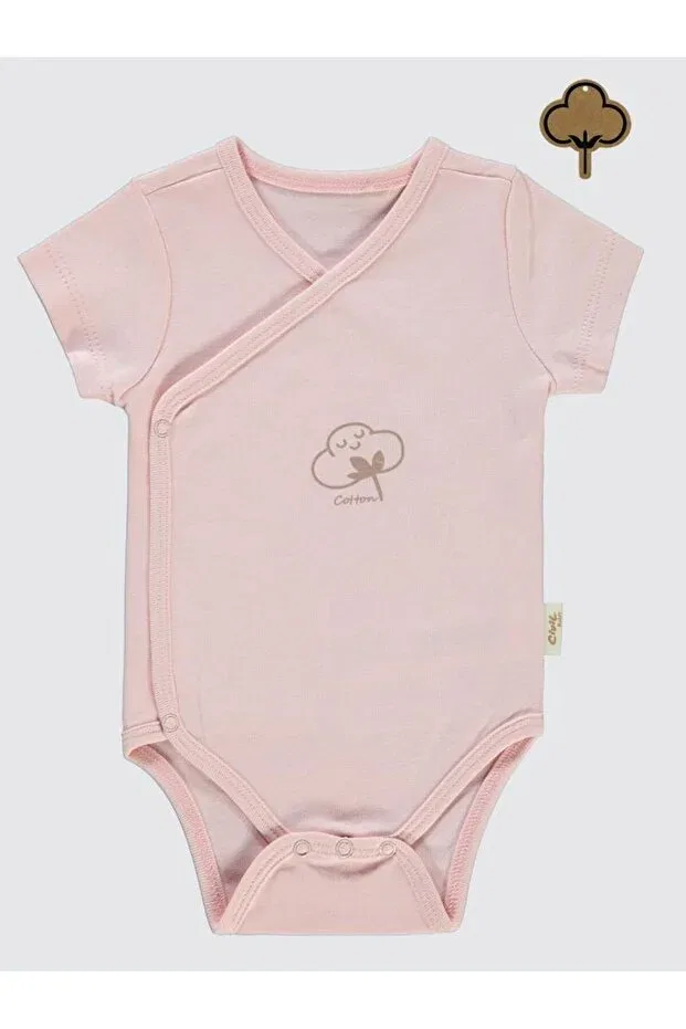 Детское боди с коротким рукавом Organic cotton double breasted 0-3 months snap fastener bodysuit Civil Baby, Pink — фото 3