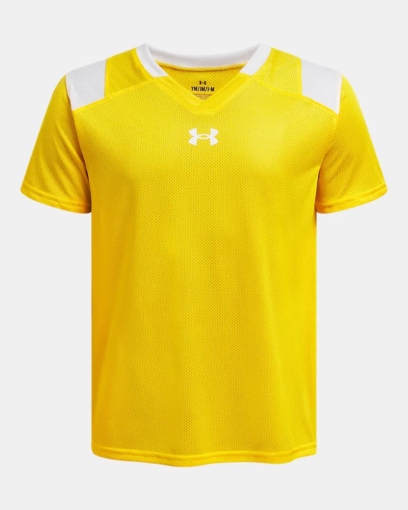 Детская спортивная футболка из дышащей сетки UA Big Win Flag UnderArmour, Steeltown Gold/White