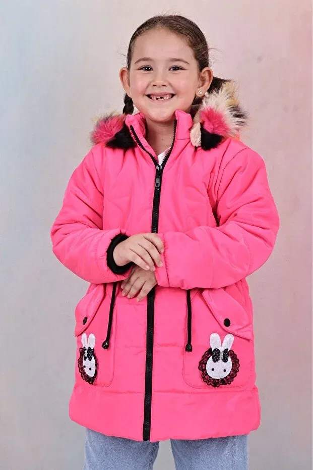 Детское пальто для девочек с принтом Öfi Kids, Pink — фото 2