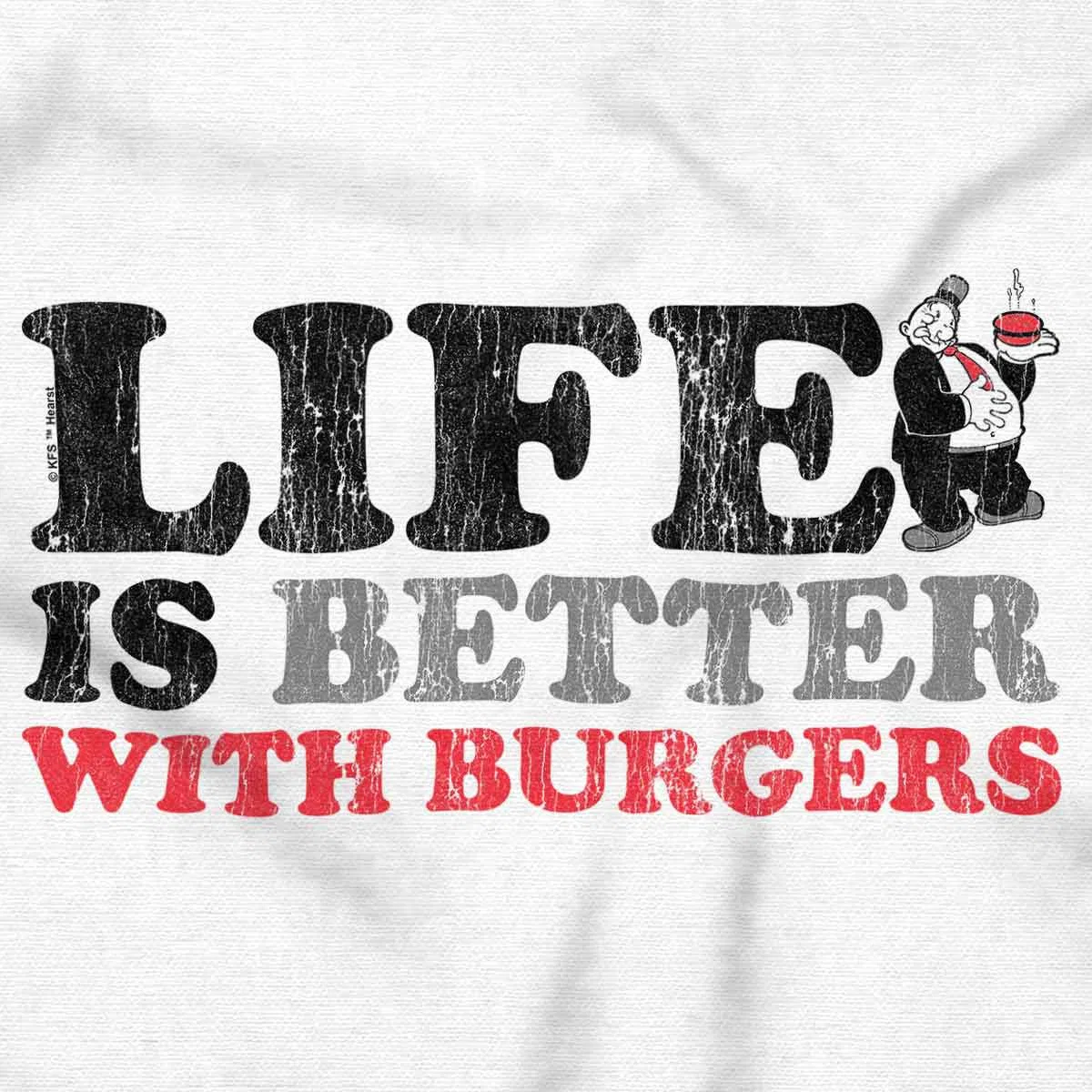 Детское боди-комбинезон с коротким рукавом Life Is Better With Burgers Wimpy Brisco Brands, White — фото 2