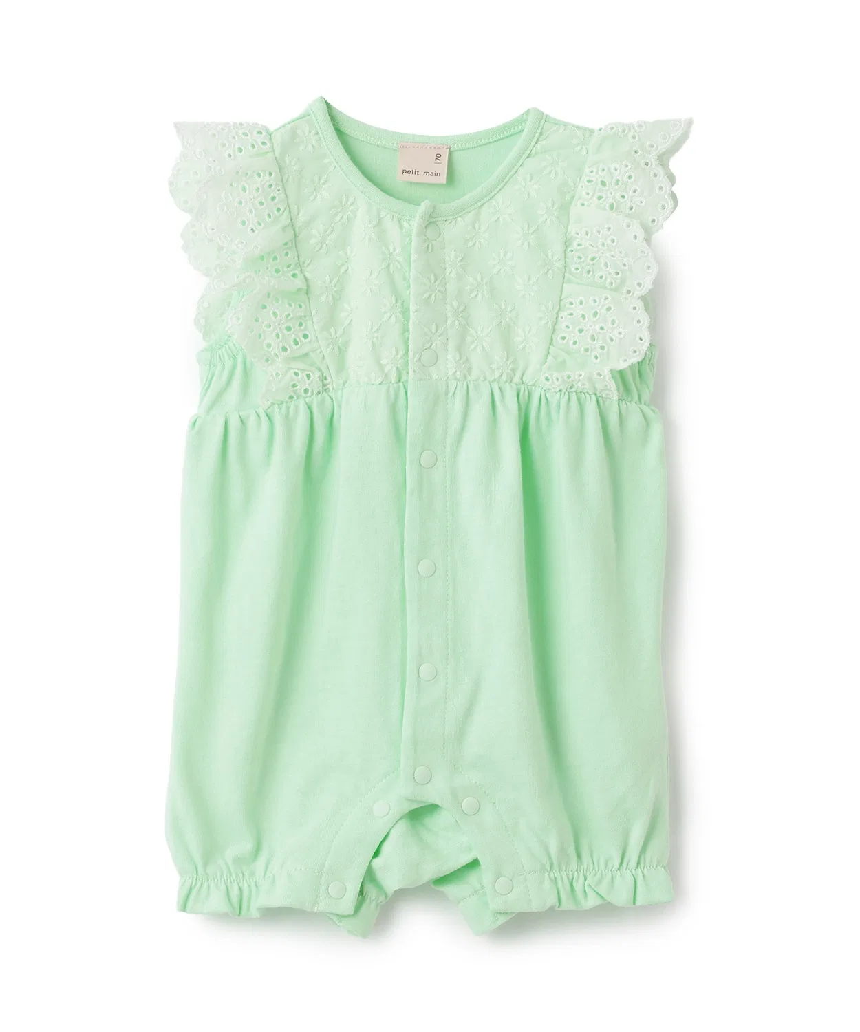 Детский комбинезон-боди с кружевной отделкой, с длинным рукавом Petit Main, Light Green