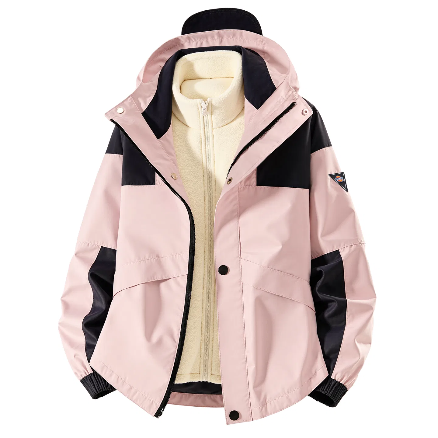 Детская ветровка с капюшоном, с принтом, Dickies, S H Triangle Hook-and-Loop K Pink+Solid Color Ivory White