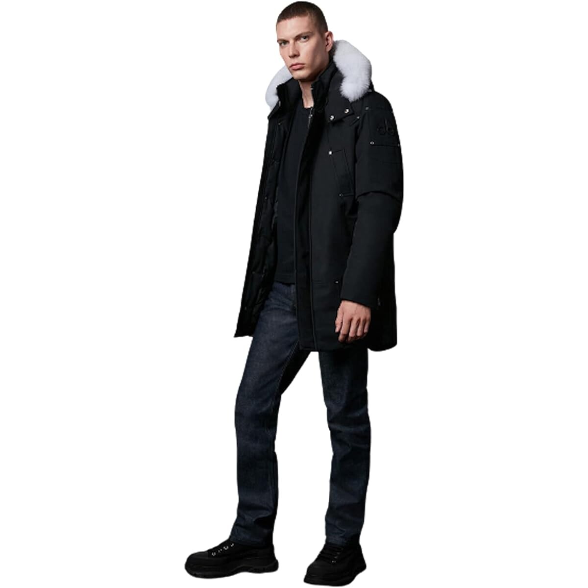 

Пуховая парка Moose Knuckles Stirling Shearling 2023 Collection, черный/белый