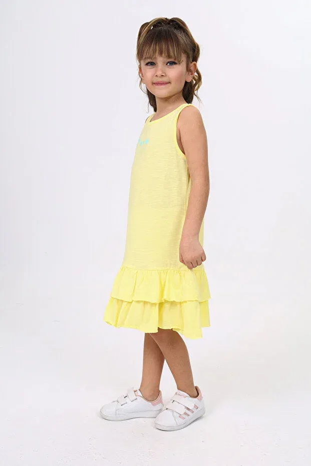 Детское платье для девочек с принтом Toontoy, Light Yellow — фото 2