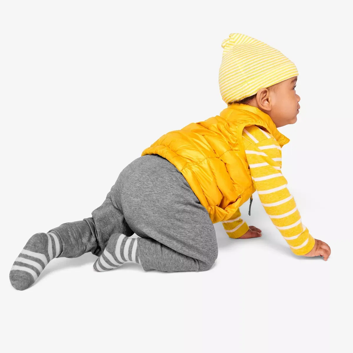 Детский жилет из переработанного полиэстера Primary Lightweight Puffer Vest, Mustard — фото 3