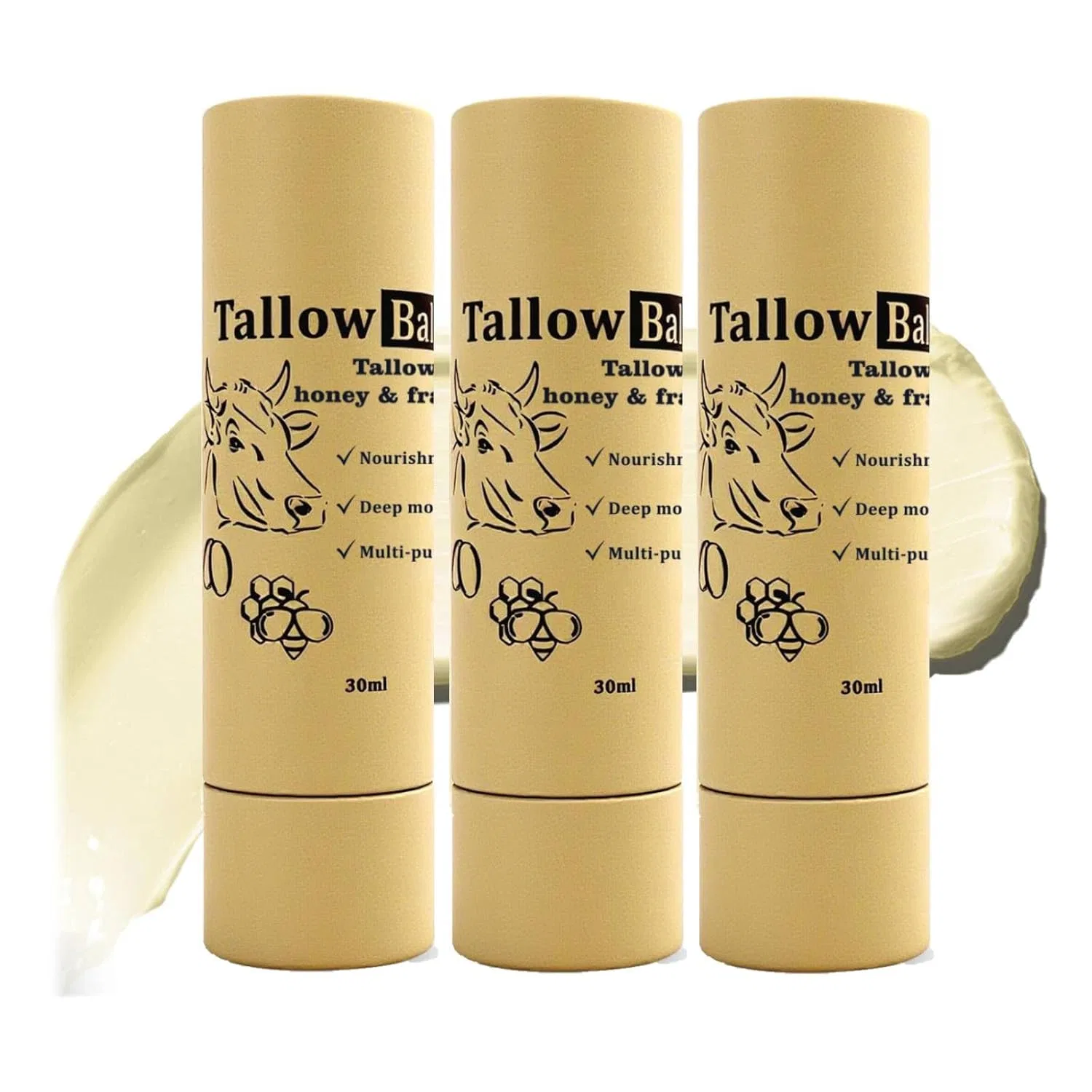Бальзам для лица и тела Tallow Naturals Honey Balm, Yuxtth, 3 шт., 30 мл