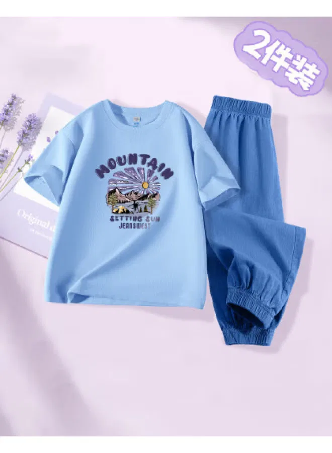 Jeanswest Комплект с коротким рукавом из хлопка для девочек, синий