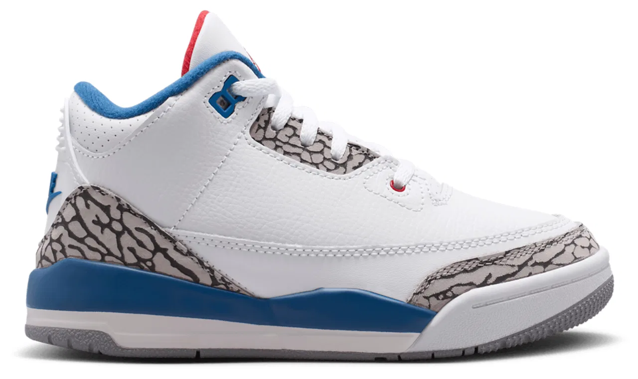 Детские кроссовки для мальчиков с кожаным верхом Jordan Retro 3 Jordan, White/Red/Gray