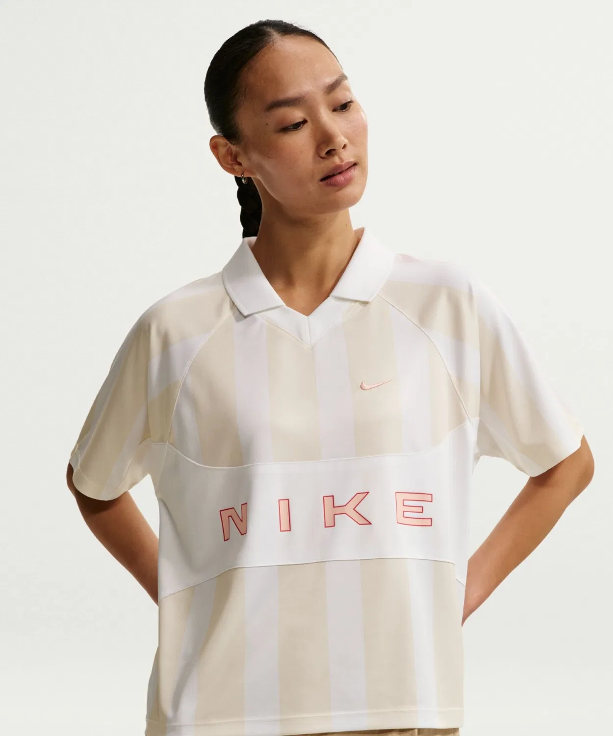 Женский джерси-топ с принтом NIKE, Бежевый