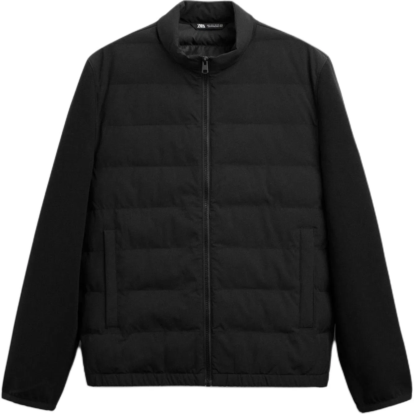 Мужской пуховик с воротником-стойкой Black ZARA, Black
