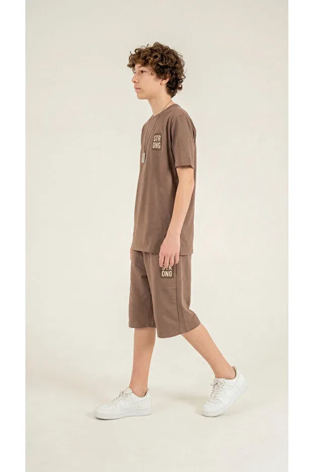 Детский комплект для мальчиков с принтом Mışıl Kids, Brown — фото 2