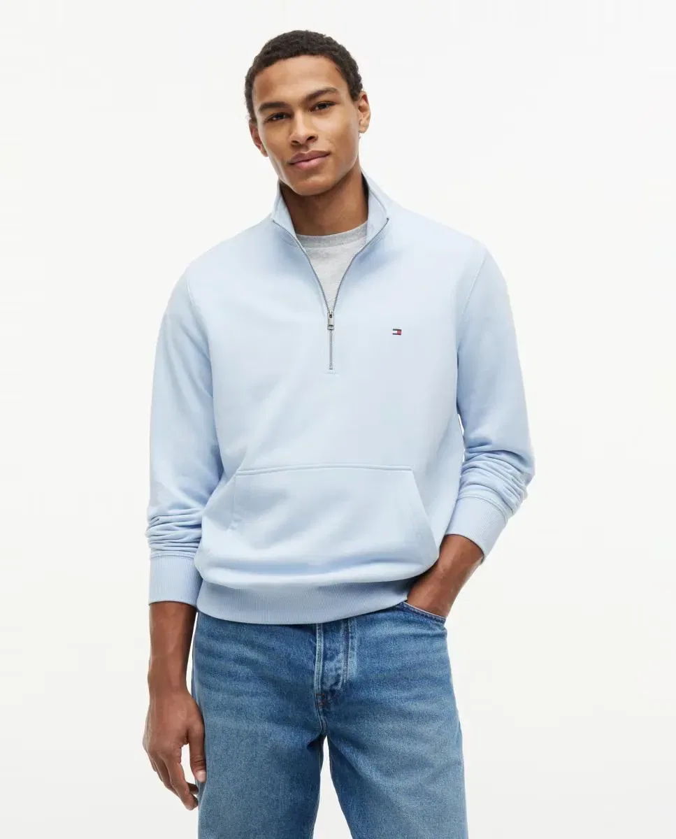 Мужская свитшот без капюшона с полузастежкой-молнией Tommy Hilfiger, Azul Celeste