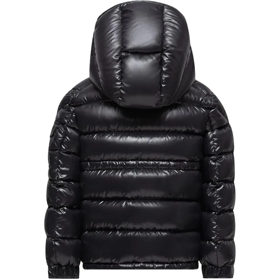 Детское пуховое пальто с капюшоном и съемным капюшоном Moncler, Black — фото 3
