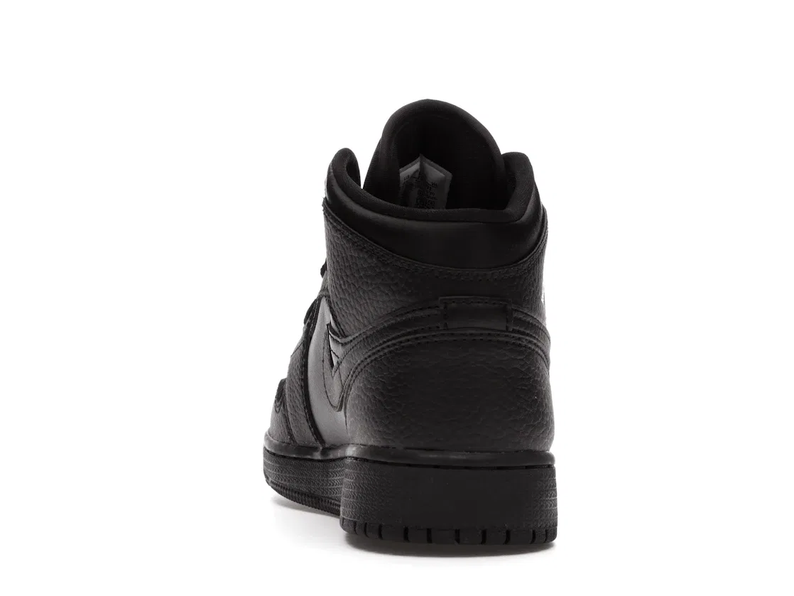 Детские кроссовки Lifestyle с кожаным верхом Jordan 1 Mid, Black/Black-Black — фото 4