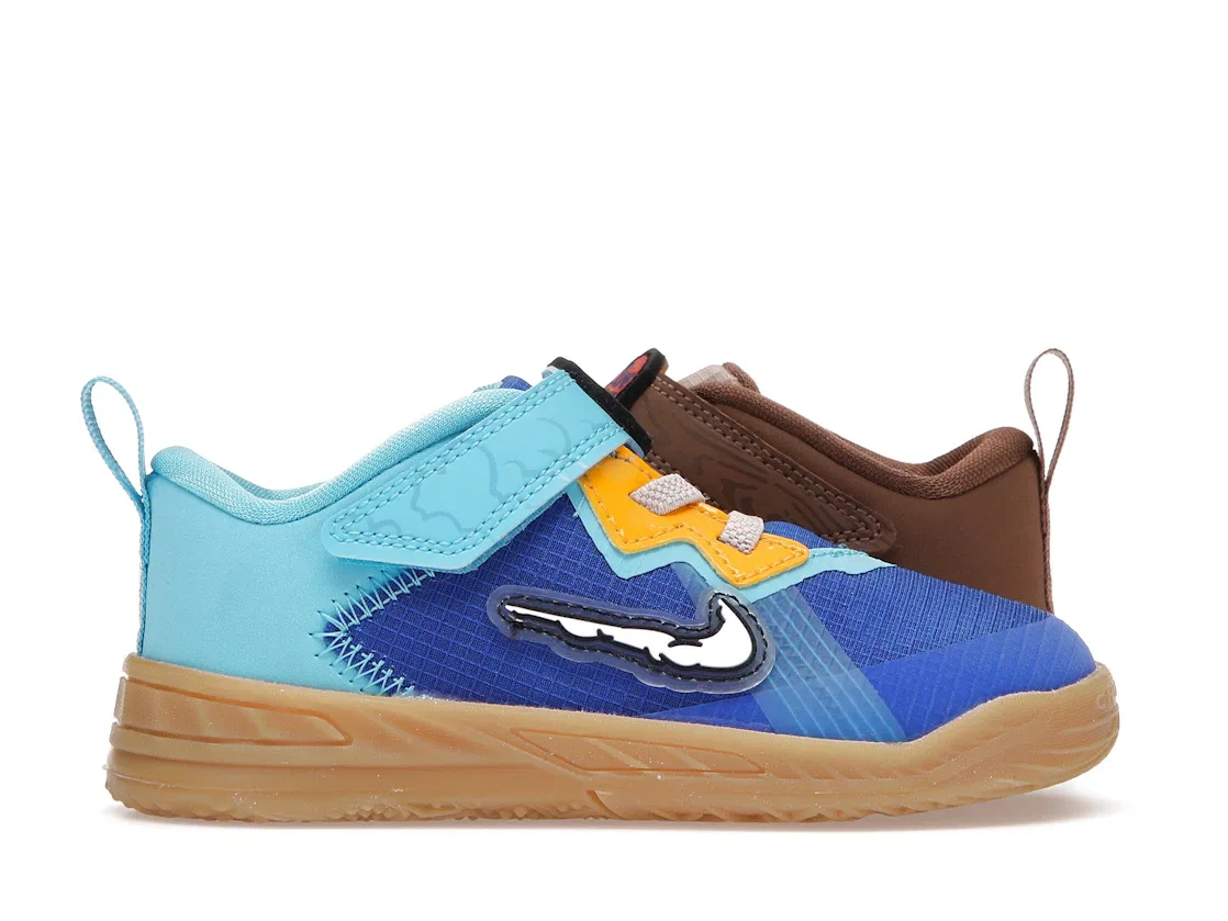 Детские кроссовки с принтом Nike LeBron 18 Low, Racer Blue/Baltic Blue-University Gold-White