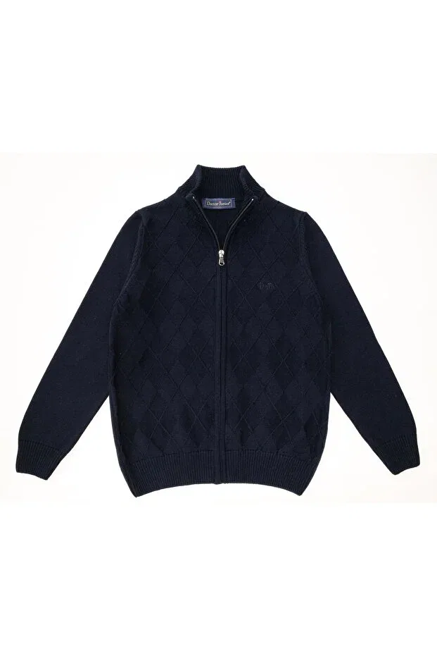 Детский кардиган для мальчиков с ромбовидным узором Doctor Junior, Navy Blue — фото 2