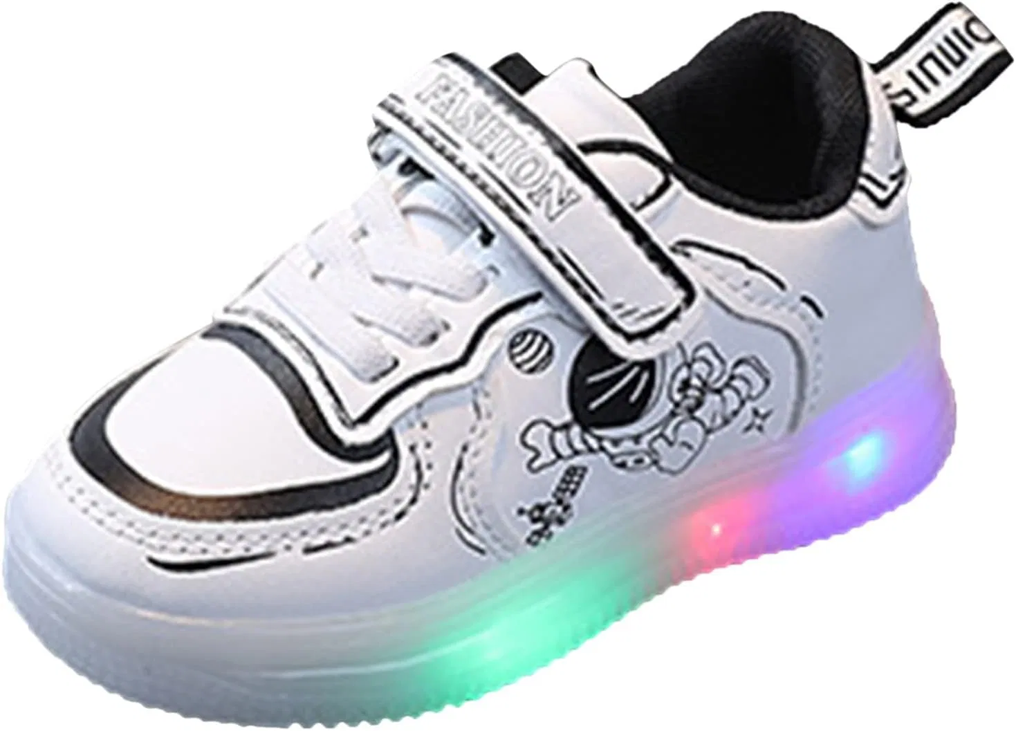 Детские кроссовки для девочек с LED-подсветкой, бело-розовые, Black
