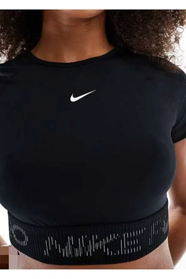 Женская футболка с принтом Pro Dri-Fit Short Sleeve Graphic Black Crop Nike, Black — фото 4