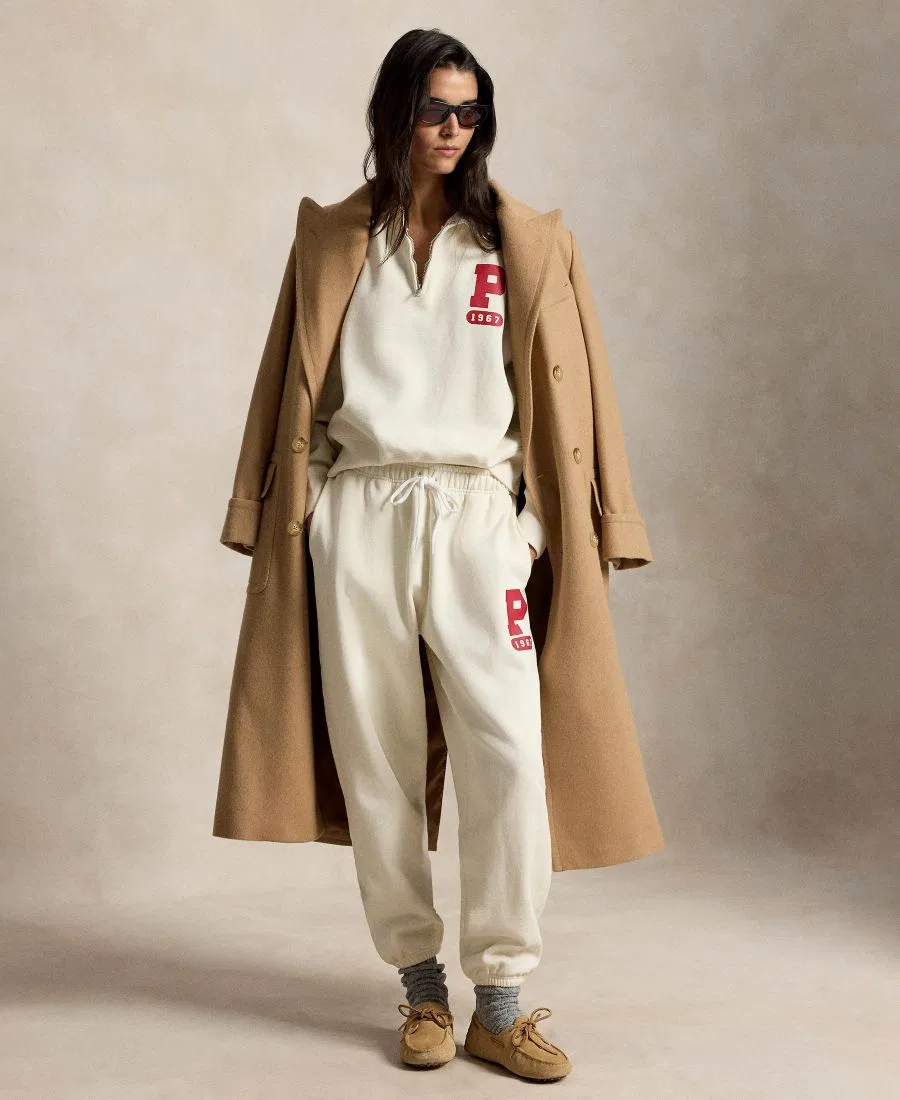 Женские флисовые спортивные брюки на завязке Polo Ralph Lauren, Warm White — фото 3
