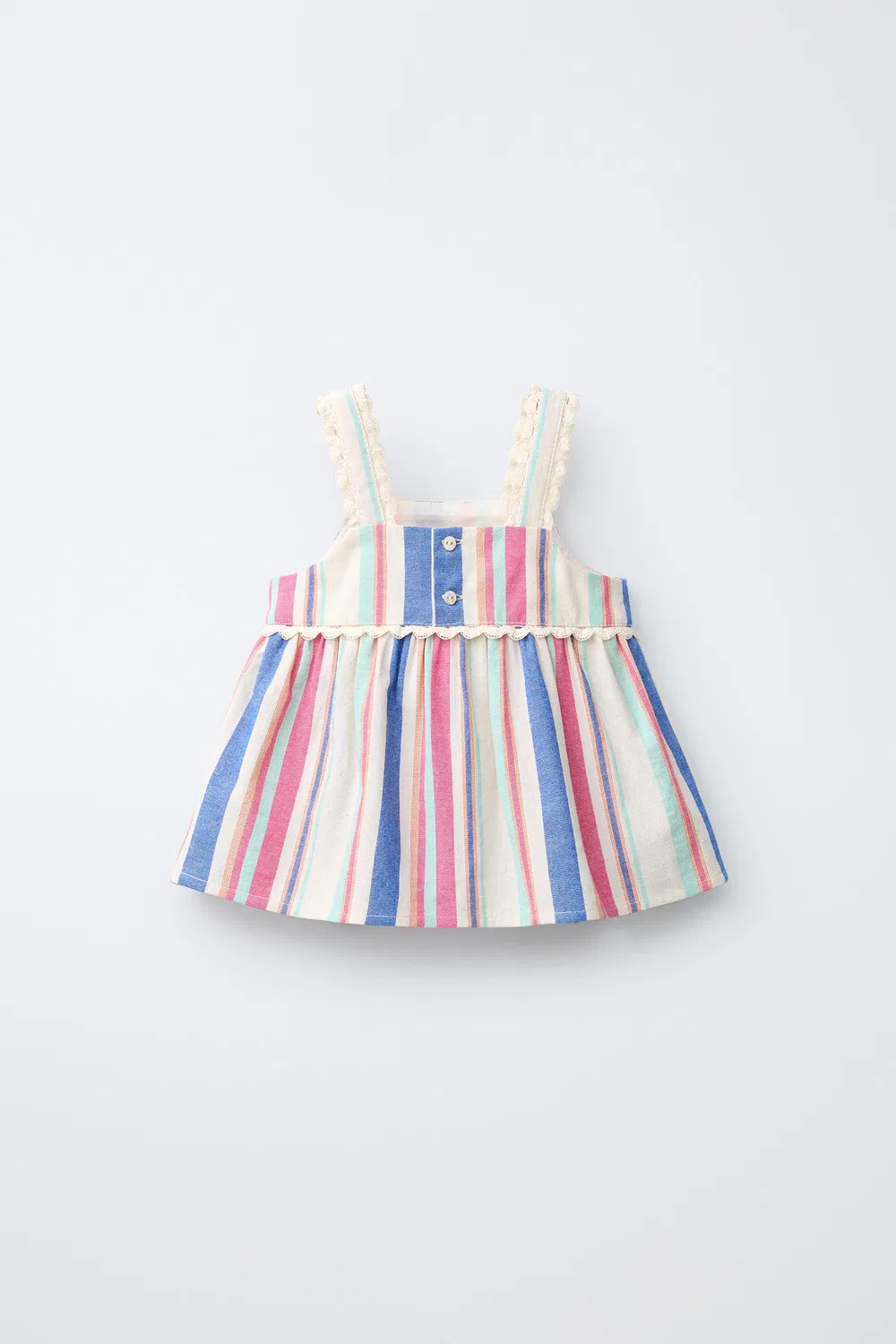 Полосатый топ с кружевной отделкой ZARA, Multicoloured