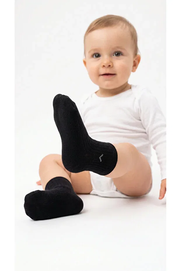 Детские носки для мальчиков хлопковые Inwool baby boy cotton socks black seamless soft socks Vizyon, Black