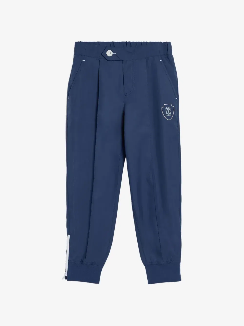 Брюки с нашивкой-логотипом и манжетами на молнии Brunello Cucinelli Kids, синий