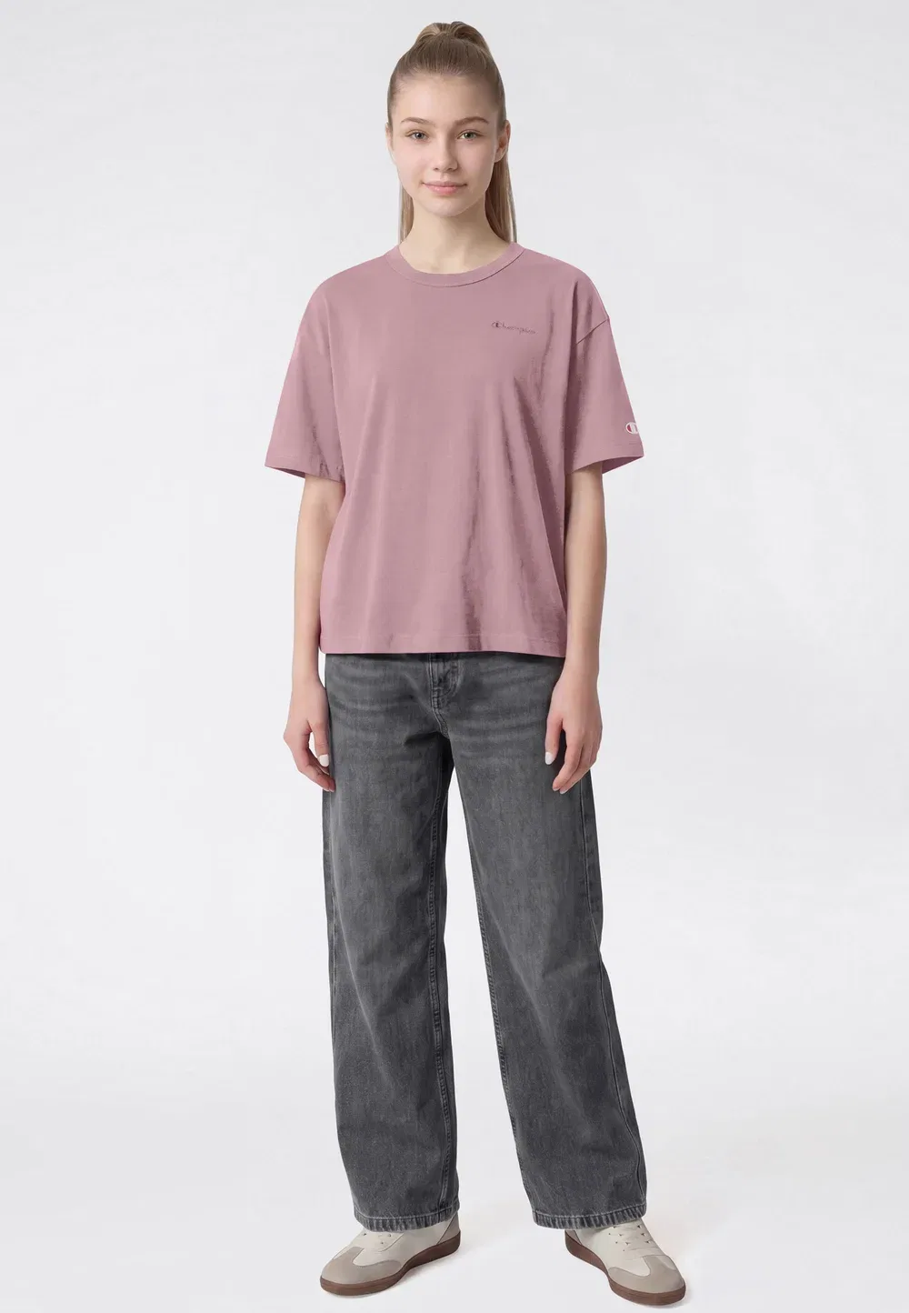 Спортивная футболка свободного кроя в классическом стиле Champion, Pink — фото 2