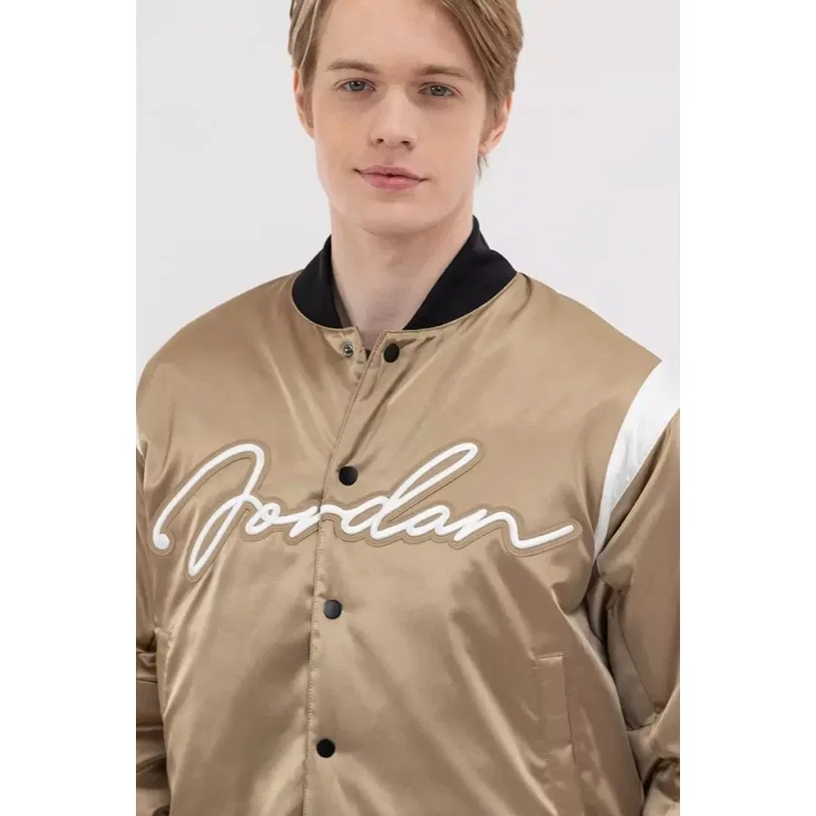 Куртка-бомбер Nike Jordan Mvp Varsity Synthetic Fill Jacket, Бежевый — фото 4