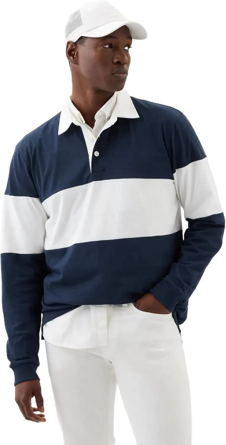Мужская футболка длинный рукав Everyday Soft GAP, Tapestry Navy Stripe