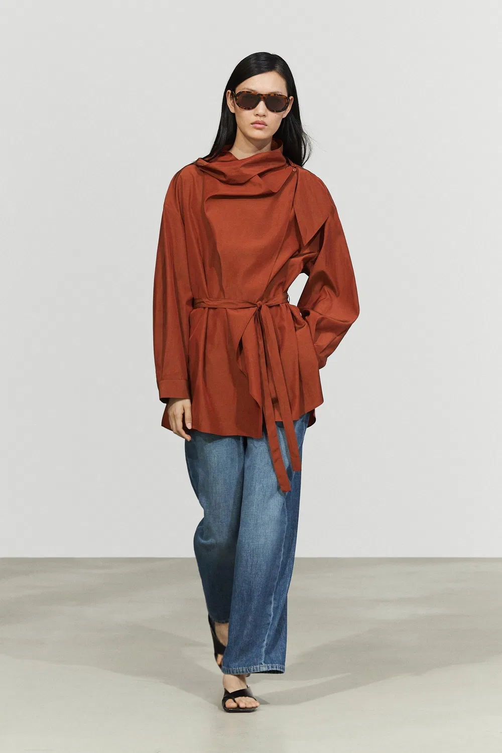 Блузка Massimo Dutti, с завязками, copper