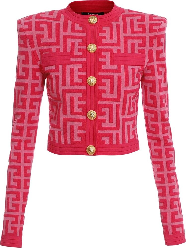 

Кардиган Balmain Cropped Maxi Monogram Knitted Cardigan 'Pink', розовый