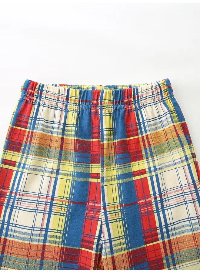 Комплект шорт с принтом машин модель New summer car print boys' short-sleeve set european and american style children's plaid shorts two-piece set Aosta Betty Store — фото 4