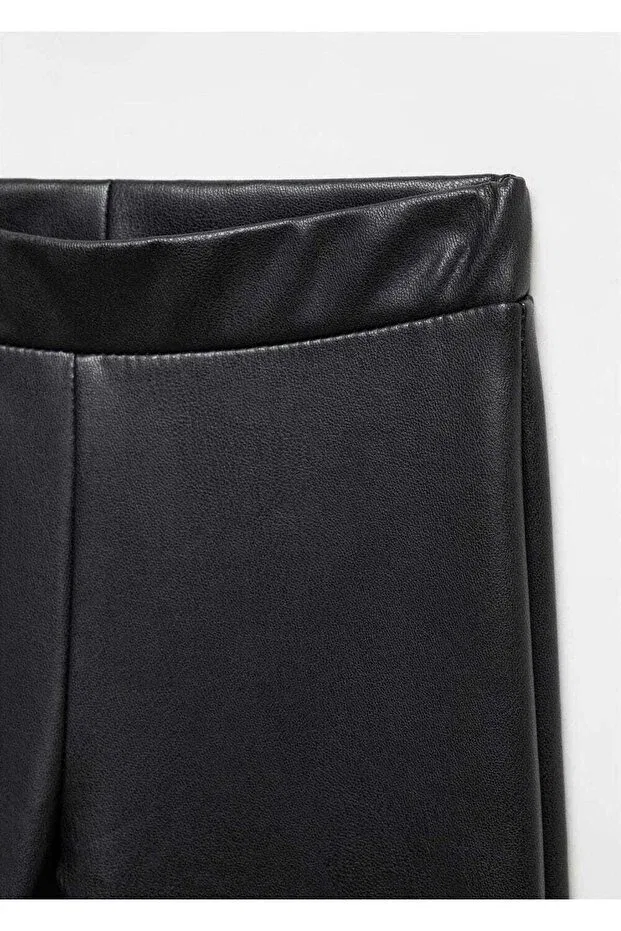 Детские леггинсы для девочек из кожзаменителя Mango Kids, Black — фото 3