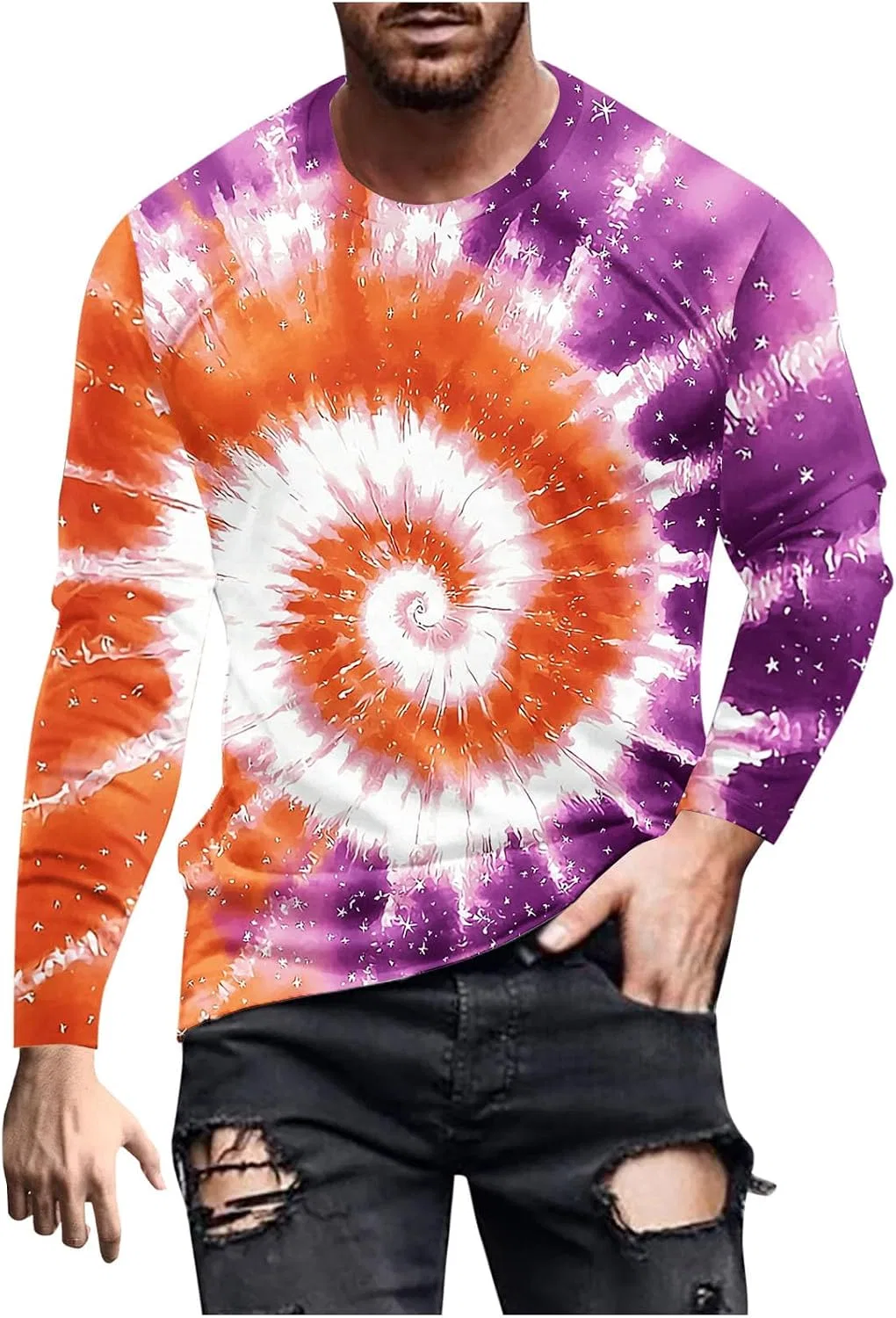 Мужская футболка с длинным рукавом Tie Dye, Purple