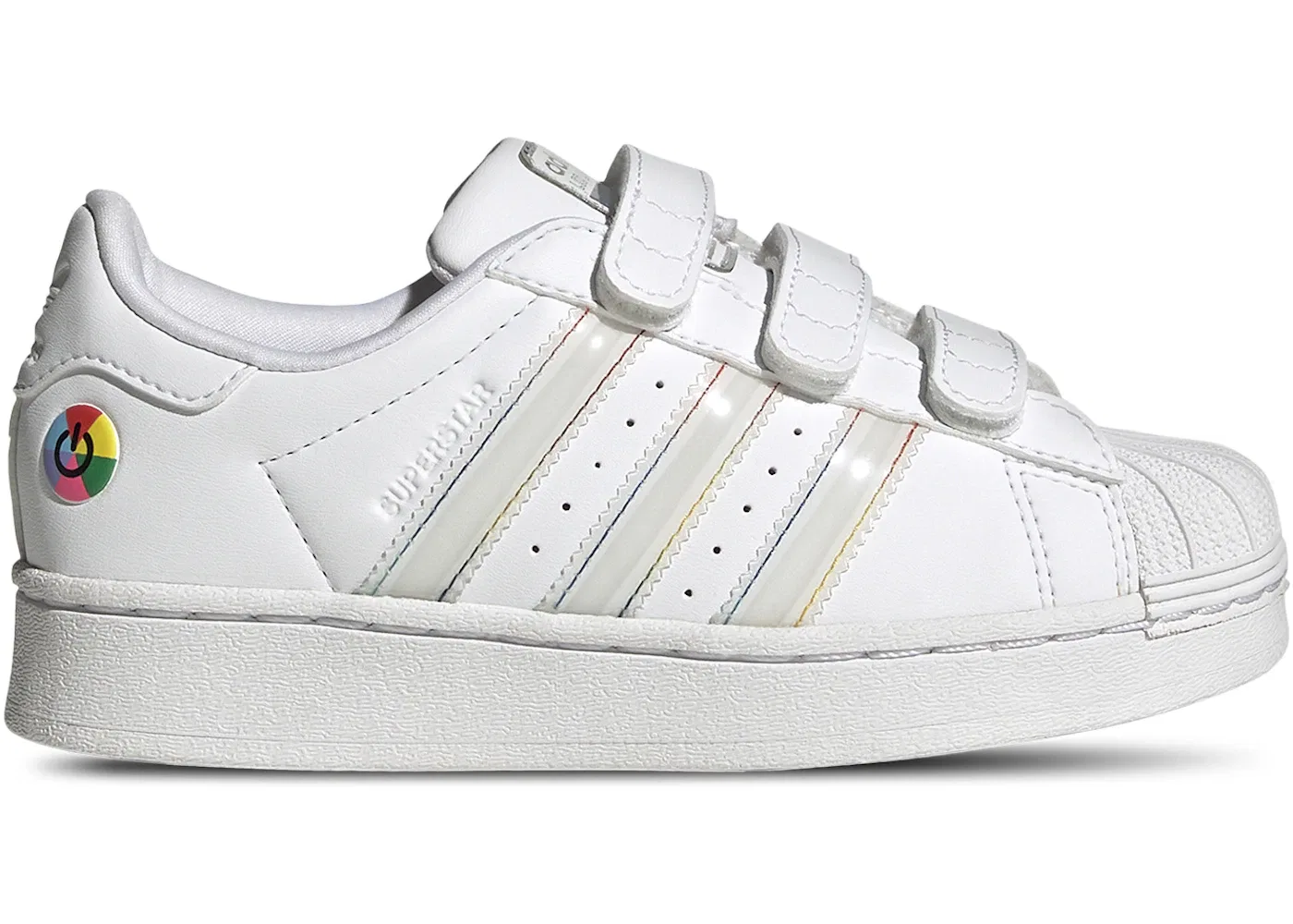 Детские кроссовки Lifestyle с подсветкой Adidas Superstar LED Lights Comfort Closure, Cloud White/Cloud White/Core Black