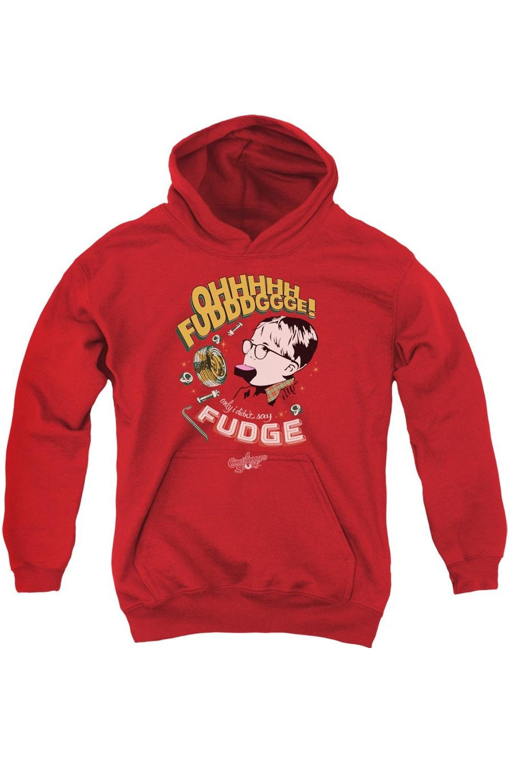 

Толстовка с капюшоном "Рождественская история" Fudge Youth Gildan, красный