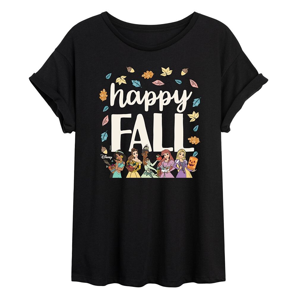 

Детская футболка с рисунком Disney Princess Happy Fall Crew Licensed Character, черный