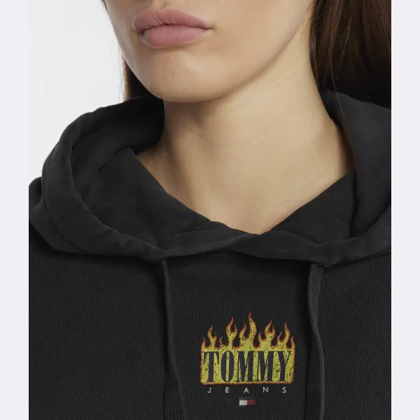 Укороченная толстовка с капюшоном Vintage Flame Tommy Hilfiger, черный — фото 3