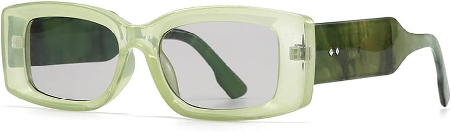 

Модные прямоугольные женские солнцезащитные очки класса люкс в стиле ретро, ​​конфетные цвета, прозрачный градиент; мужские солнцезащитные очки с широкими дужками и заклепками TKKTLLT, Green Light Gray