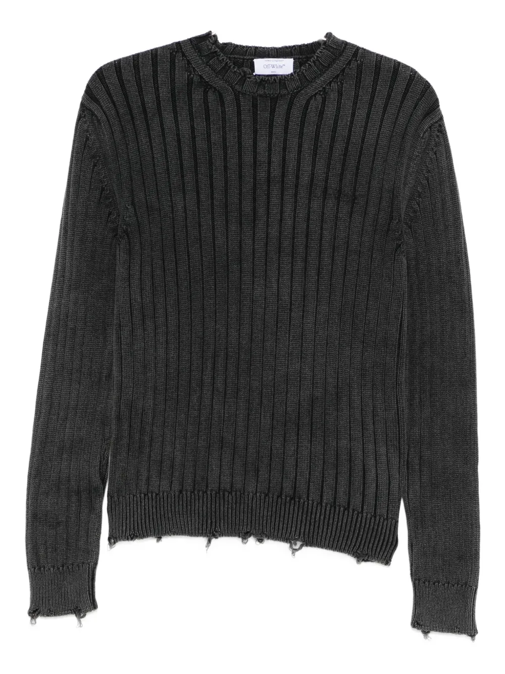 

Свитер в рубчик с эффектом потертости Off-White, серый