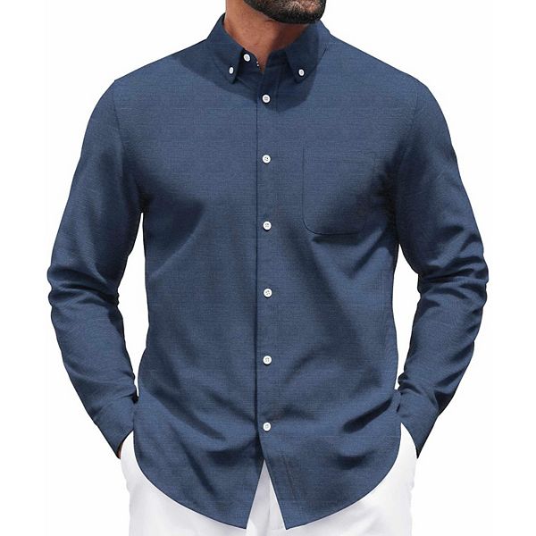 

Мужская рубашка на пуговицах с длинным рукавом Coofandy, Denim Blue