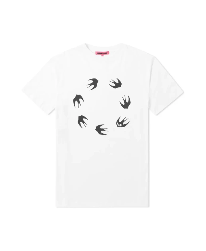 

Футболка с изображением ласточки в круге Alexander Mcqueen, белый
