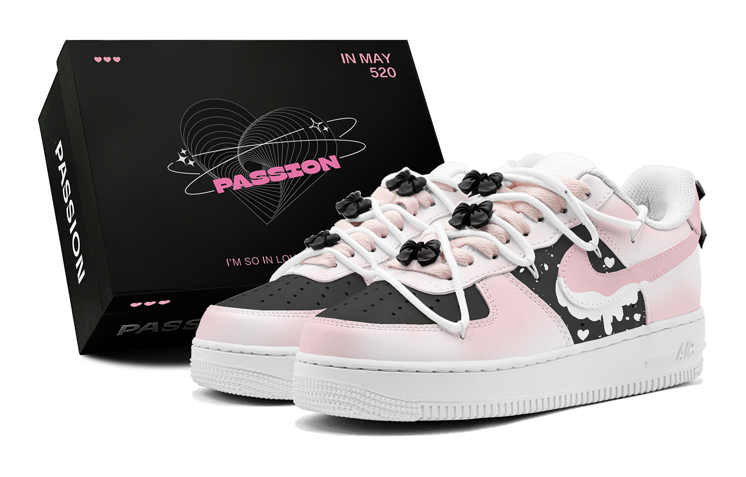 

Кроссовки Nike Air Force 1 Skateboarding Shoes Women's Low-top Black, розовый