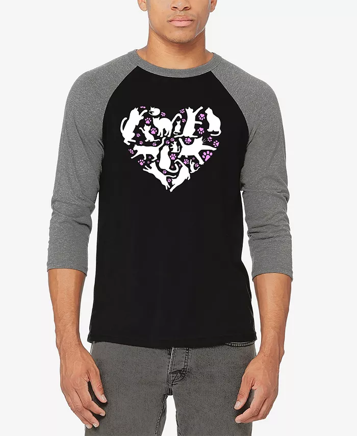 

Мужская футболка Cat Heart с регланными рукавами и принтом Word Art в стиле бейсболки LA Pop Art, мультиколор