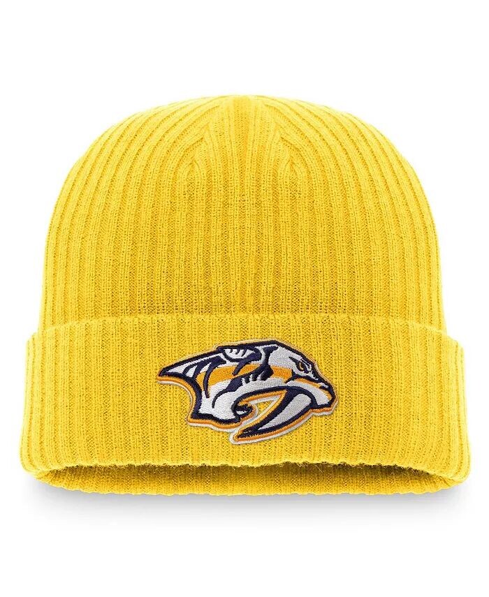 

Мужская золотистая вязаная шапка с манжетами и манжетами с логотипом Nashville Predators Core Primary Fanatics