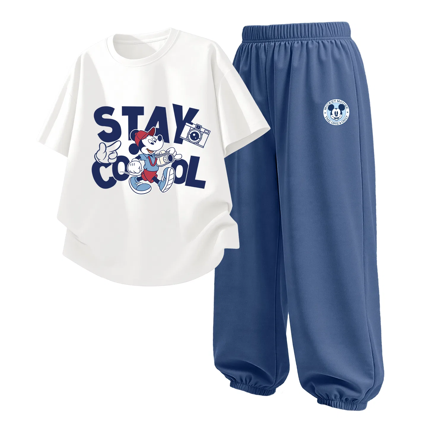 Детский спортивный костюм Casual Sportswear 2 Piece Set Disney, Videography White+Round Logo Mickey Mouse K Denim Blue