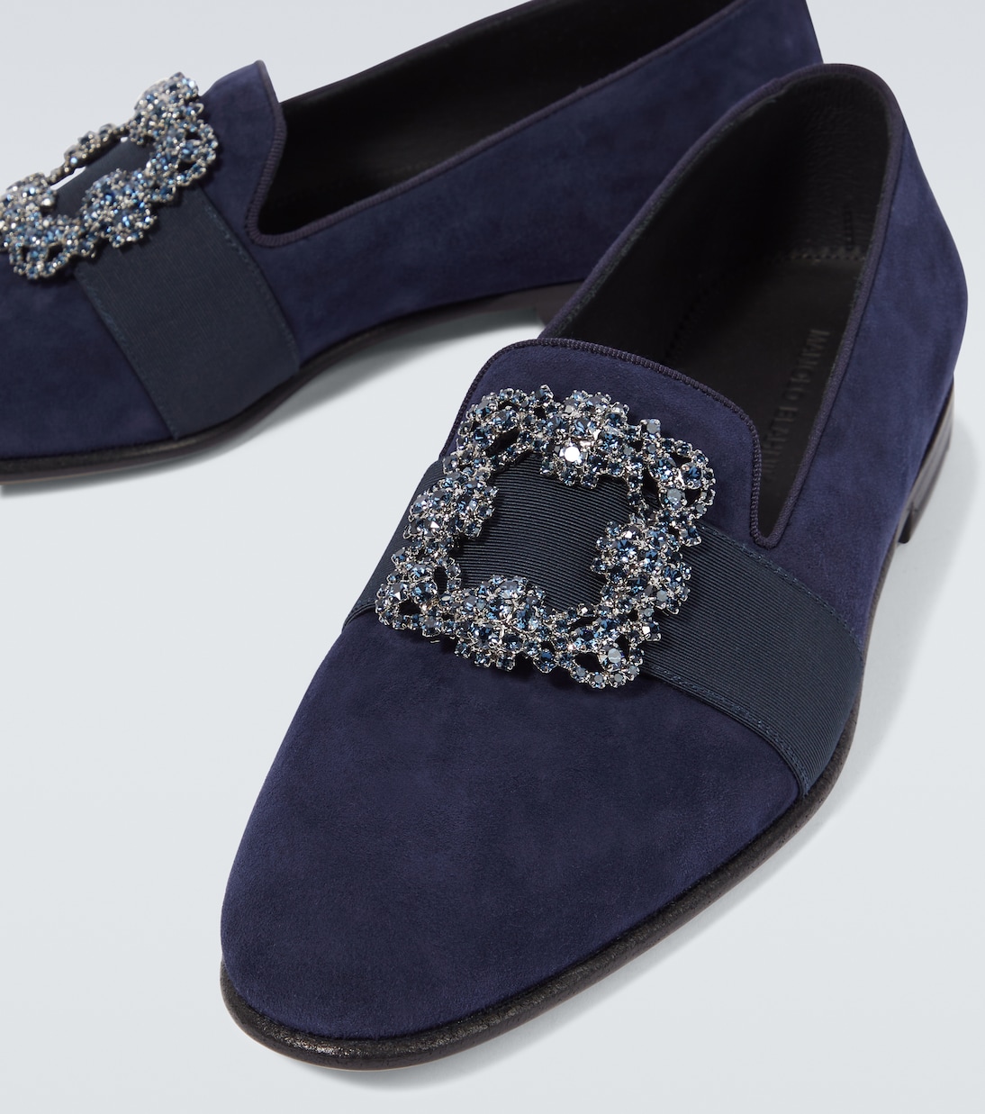 Карлтон украшенные замшевые лоферы Manolo Blahnik, 4116 Navy — фото 3