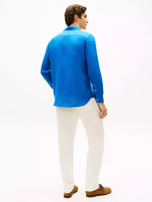Рубашка из льняного поплина, стандартного кроя Tommy Hilfiger, Royal Blue — фото 3