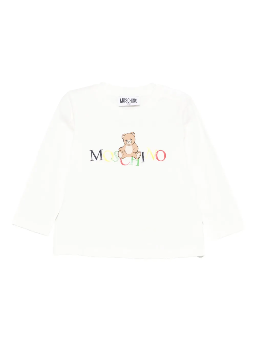 

Топ с длинными рукавами и принтом Тедди Moschino Kids, белый